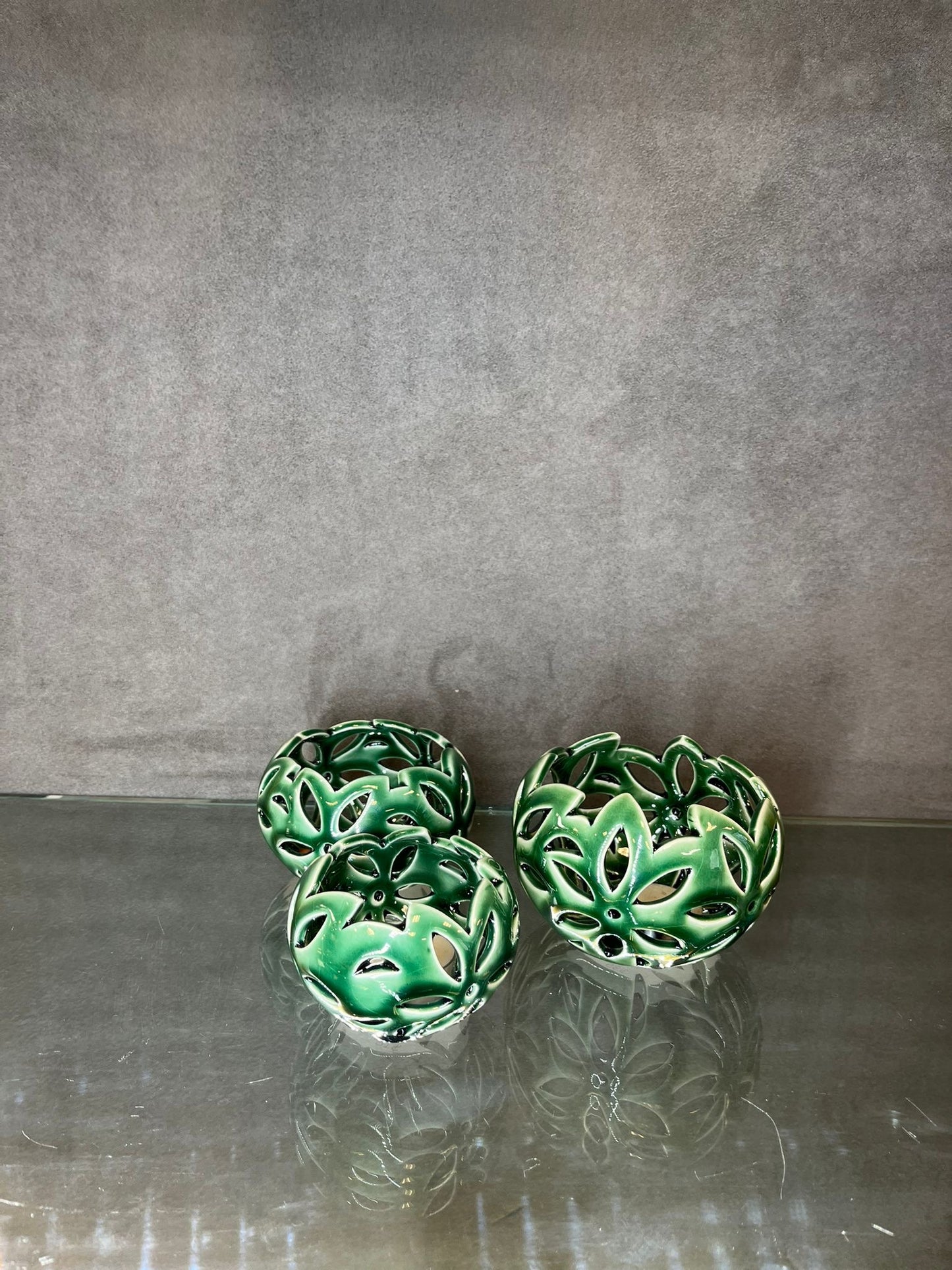 Glazed Green Candle Holders
