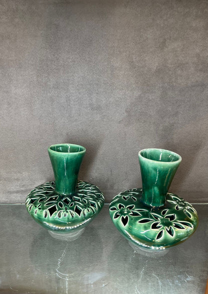 Glazed Green Tabletop Vase
