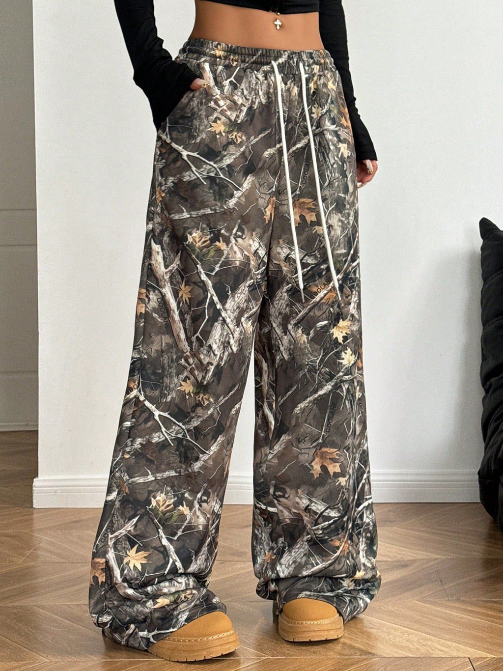 Leopard Print Floral Print Casual Jumpsuit Wide Leg Loose-HighTouch