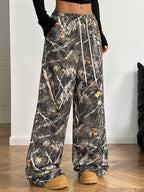 Leopard Print Floral Print Casual Jumpsuit Wide Leg Loose-HighTouch