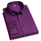 Men’s Stretch Long Sleeve Shirt Casual Non-Iron Slim Fit Dress Shirt-HighTouch