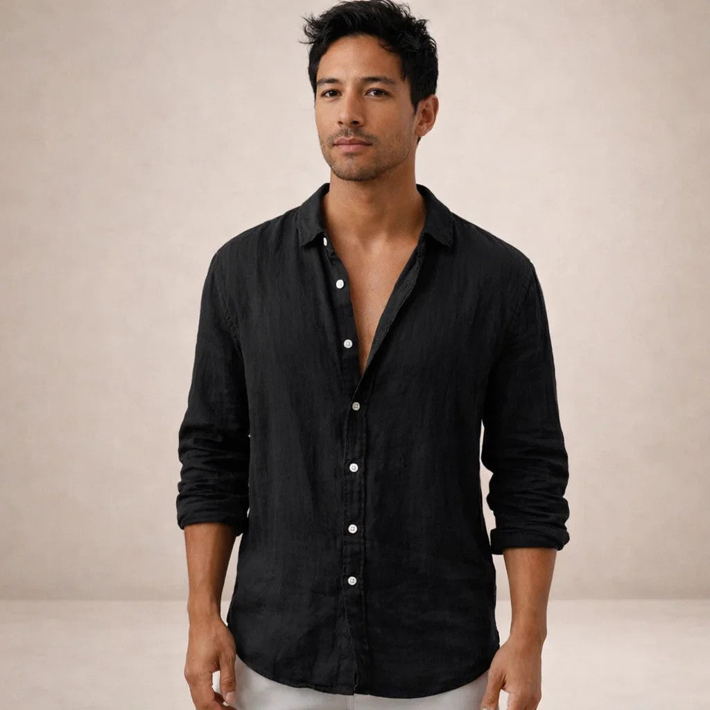 Men's Formal Linen Shirt - Smart Tailored Summer Dress Shirt