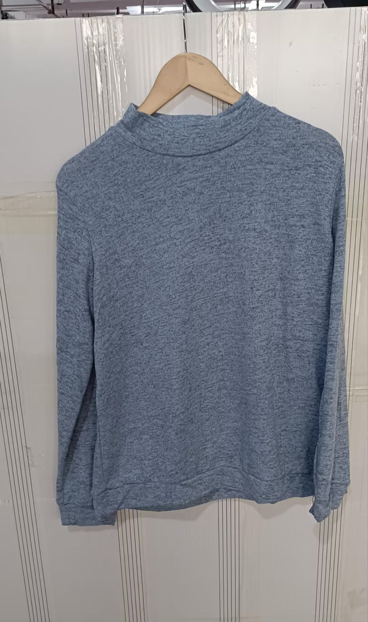 Women’s Solid Color Long Sleeve Knitted Pullover Sweater-HighTouch