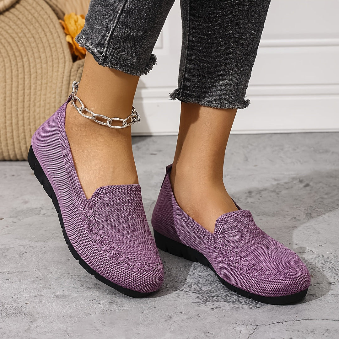Women's Knitted Loafers Slip On Walking Shoes