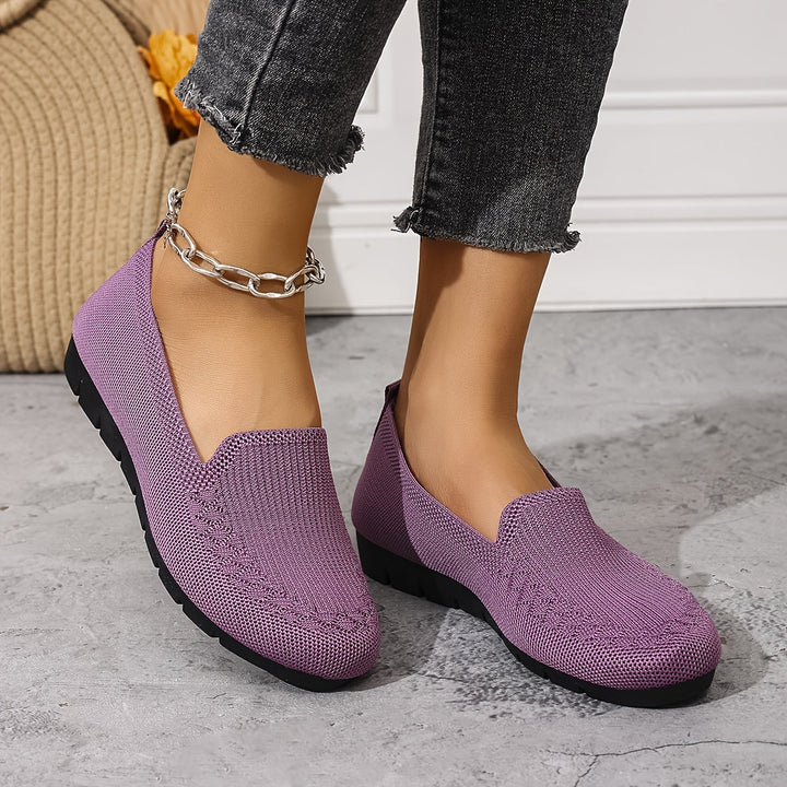 Women's Knitted Loafers Slip On Walking Shoes