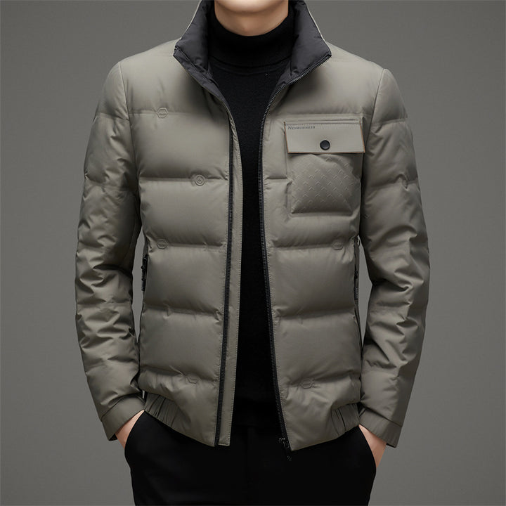 Men's Winter Stand Collar Short Thickened Warm Outdoor Down Jacket-HighTouch