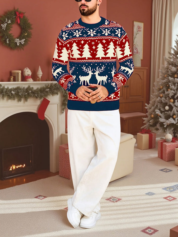 Men's Festive Knit Christmas Sweater with Winter Motifs