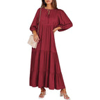 Women's Spring Dress | Patterned Maxi Long Sleeve-HighTouch