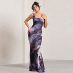 Women's Sling Off-neck Fashion Printing Dress-HighTouch