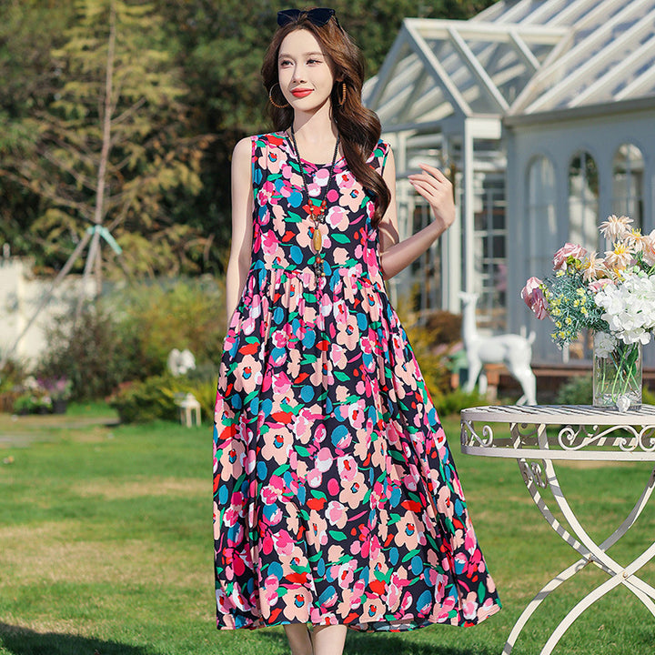 Women's Printed Viscose Dress – Plus Size Extended Fit Collection-HighTouch