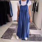 Women's Cotton & Linen Sling Dress – Fresh & Sweet Suspender Midi-HighTouch