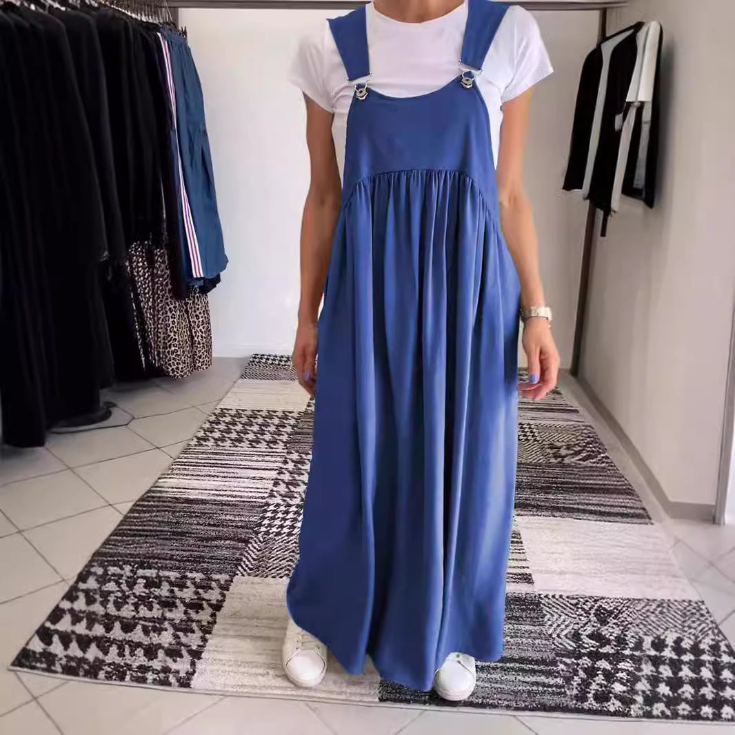 Women's Cotton & Linen Sling Dress – Fresh & Sweet Suspender Midi-HighTouch