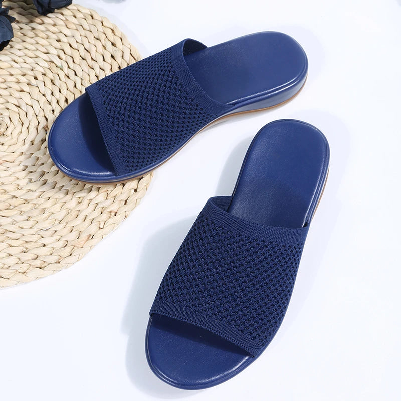 Women’s Platform Slip-On Wedge Sandals – All-Season PU Outdoor Shoes-HighTouch
