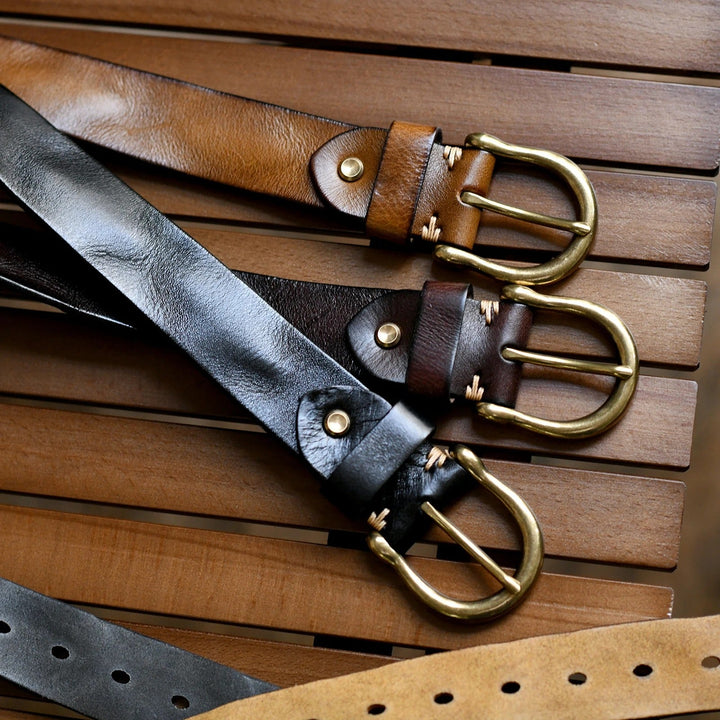 Men's 100% Cowhide Leather Belt | Durable Buckle