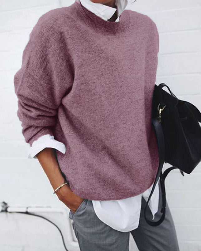 Maglione a maniche lunghe lavorato a maglia a tinta unita da donna