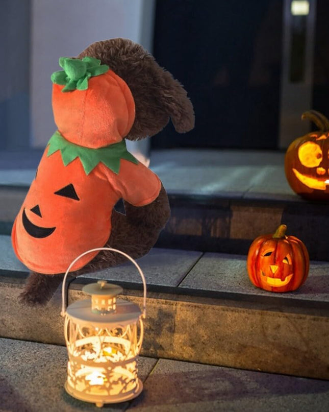 Dog Hoodie Cute Funny Halloween Style Pumpkin Cosplay Costume Warm Puppy Fleece Clothes