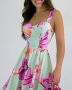 Spring And Summer Dress Ins Temperament Suspenders Flower Irregular Loose Skirt-HighTouch