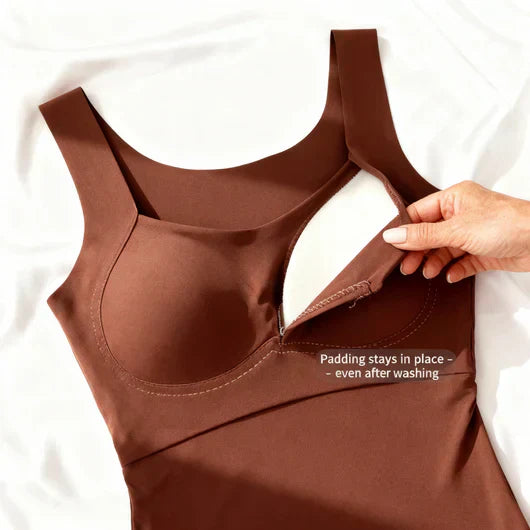Calista | Women's Square Neck Built-In Bra Tank Top