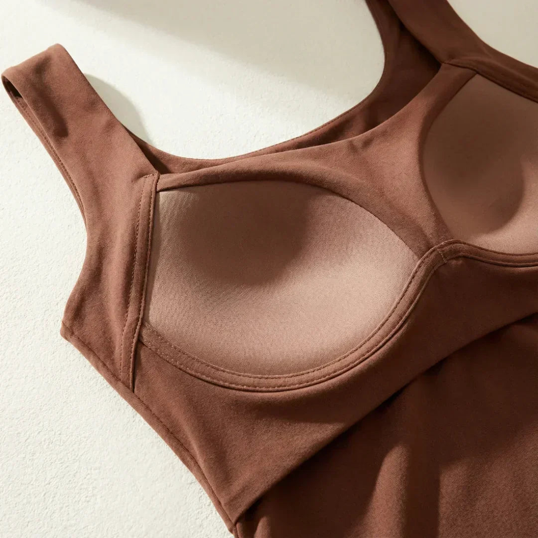 Calista | Women's Square Neck Built-In Bra Tank Top