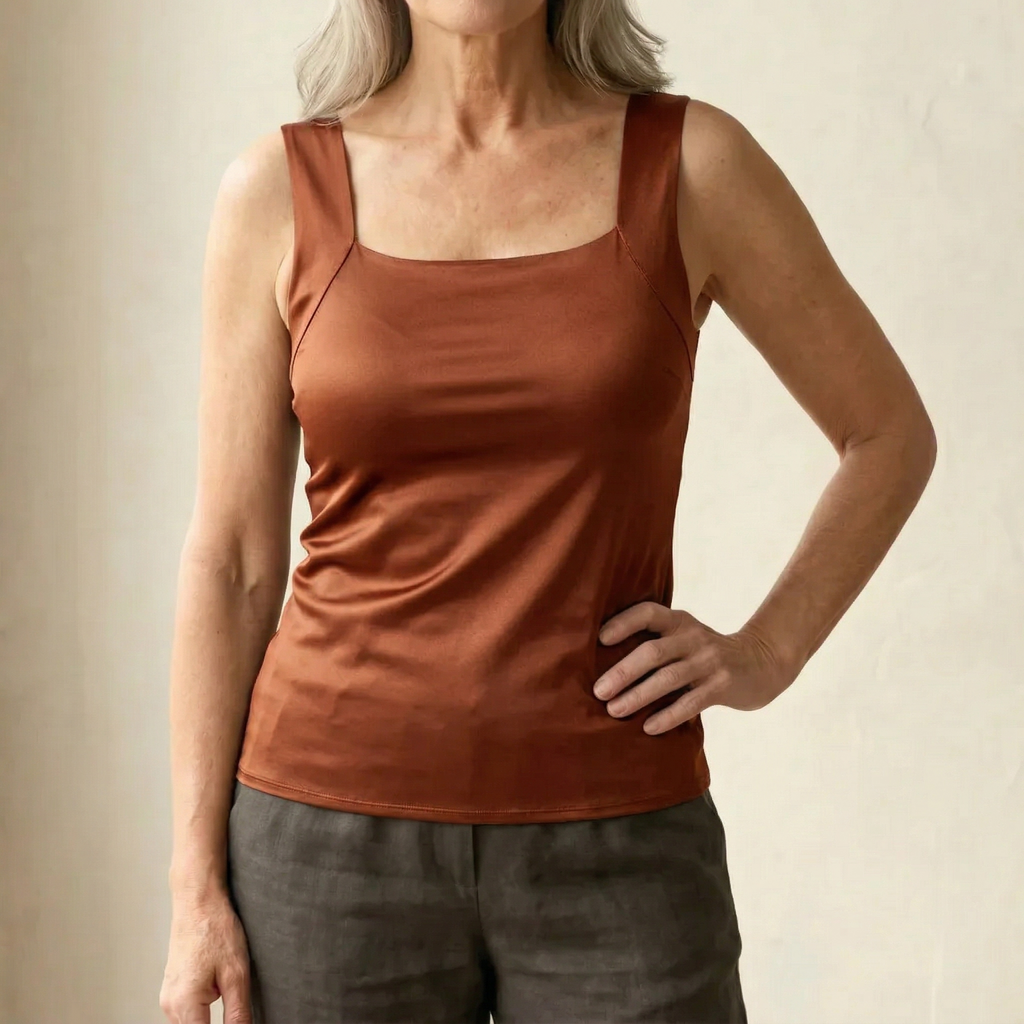 Calista | Women's Square Neck Built-In Bra Tank Top
