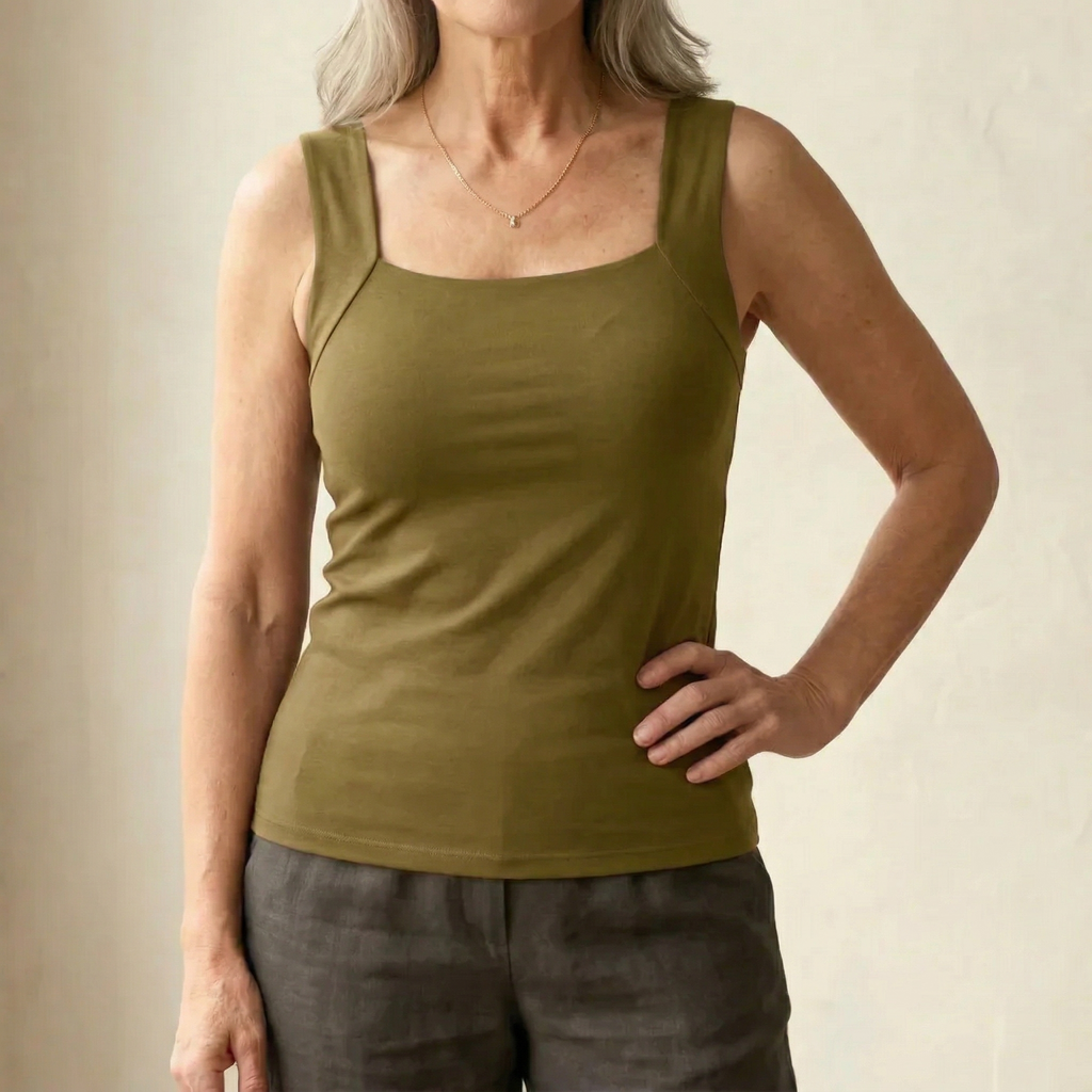 Calista | Women's Square Neck Built-In Bra Tank Top