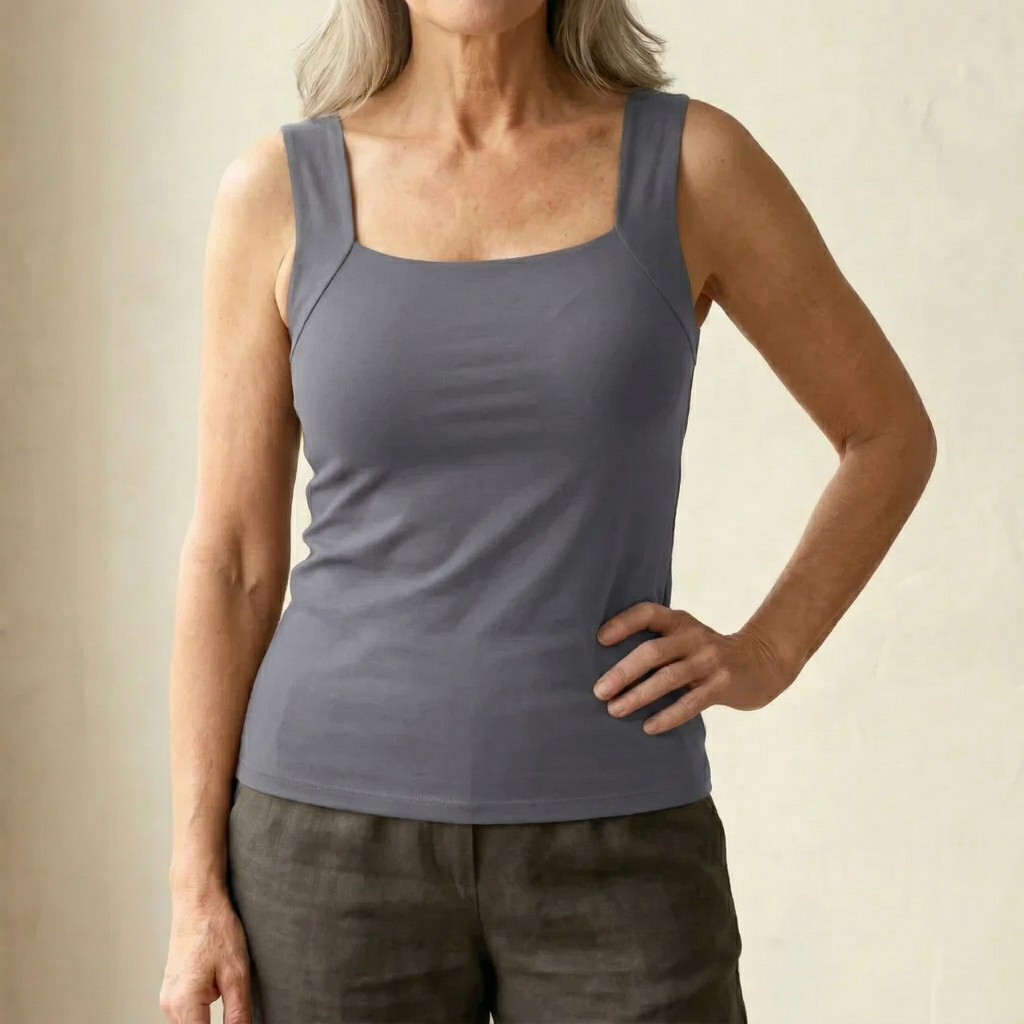 Calista | Women's Square Neck Built-In Bra Tank Top