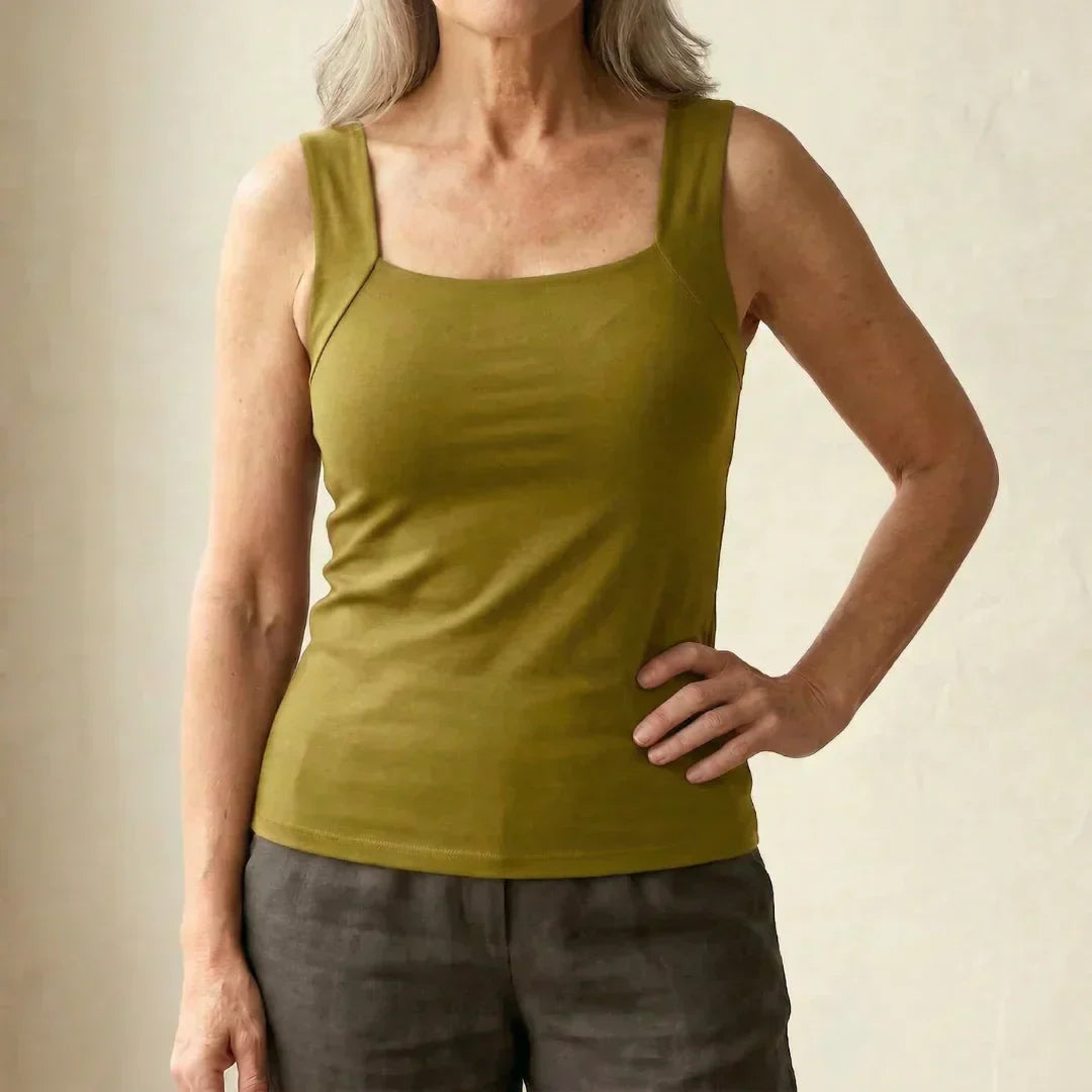 Calista | Women's Square Neck Built-In Bra Tank Top