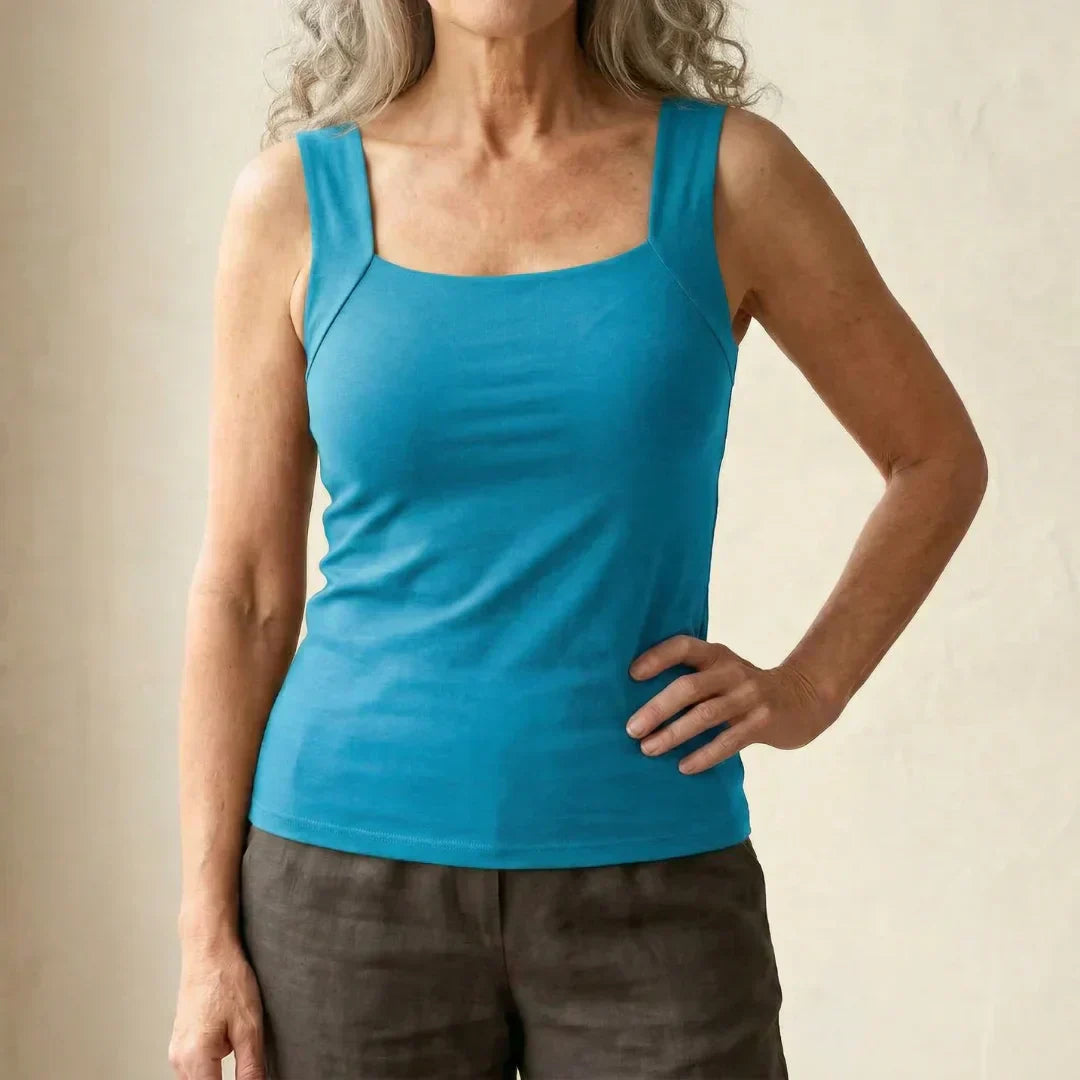 Calista | Women's Square Neck Built-In Bra Tank Top
