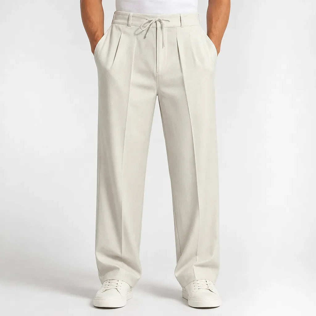 Men's Baggy Wide-Leg Pajama Pants - Pleated Lounge Trousers