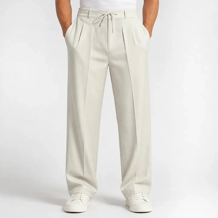 Men's Baggy Wide-Leg Pajama Pants - Pleated Lounge Trousers