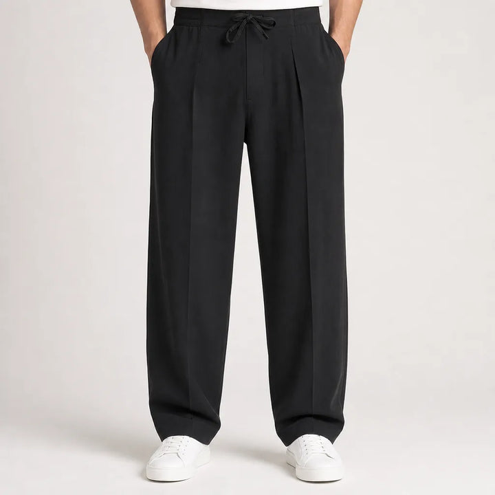 Men's Baggy Wide-Leg Pajama Pants - Pleated Lounge Trousers