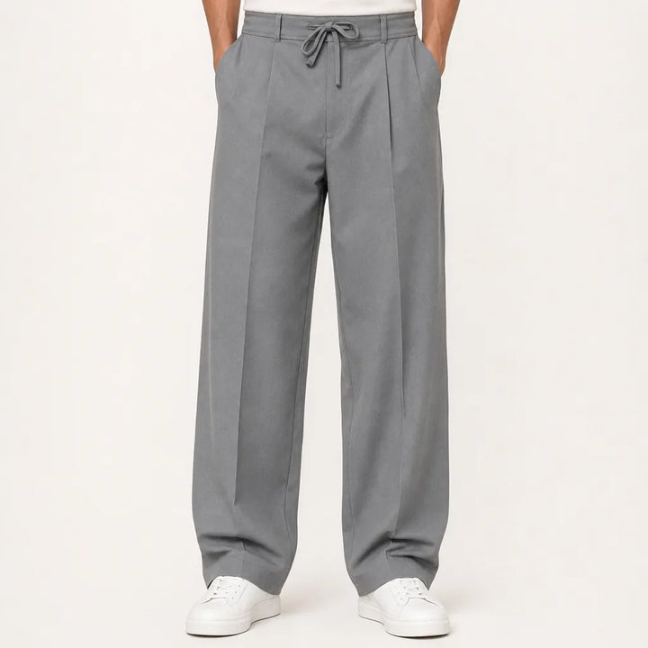 Men's Baggy Wide-Leg Pajama Pants - Pleated Lounge Trousers