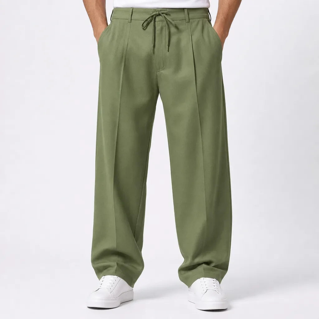 Men's Baggy Wide-Leg Pajama Pants - Pleated Lounge Trousers