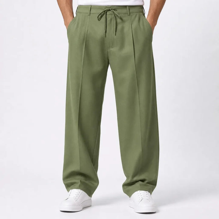 Men's Baggy Wide-Leg Pajama Pants - Pleated Lounge Trousers
