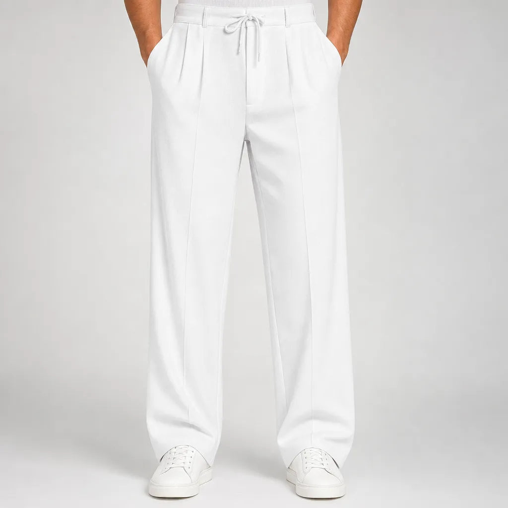 Men's Baggy Wide-Leg Pajama Pants - Pleated Lounge Trousers