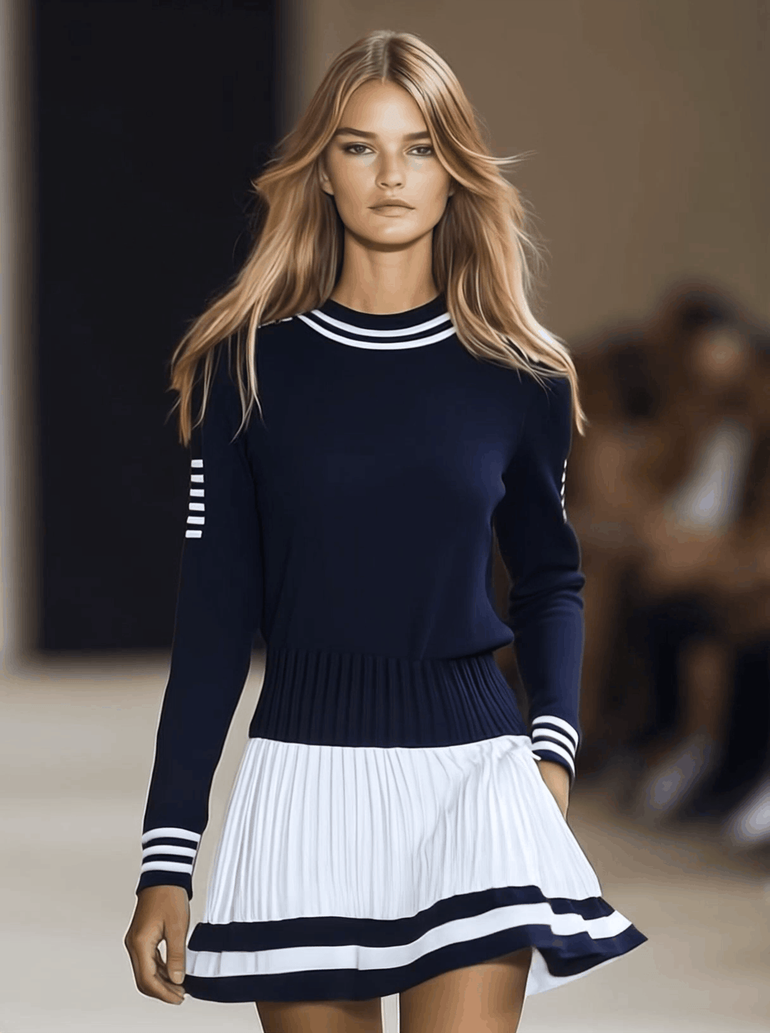 Calypso | Women's Striped Round Neck Mini Dress