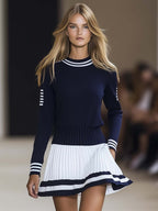 Calypso | Women's Striped Round Neck Mini Dress