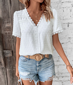 Camille | Women's V-Neck Lace Blouse