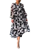 Fashion Lantern Sleeve Plaid Dress-HighTouch