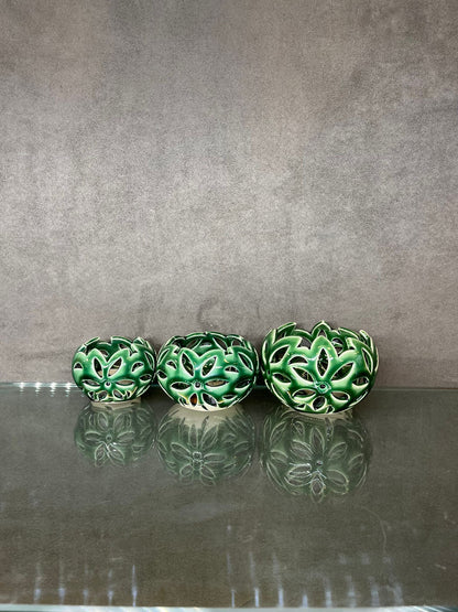 Glazed Green Candle Holders