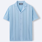 Short Sleeve Men's Fashion Striped Hollow Shirt-HighTouch