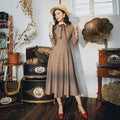 Women's Literary Retro Temperament Plaid Dress-HighTouch