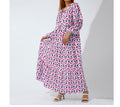 Women's Spring Dress | Patterned Maxi Long Sleeve-HighTouch