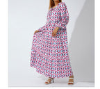 Women's Spring Dress | Patterned Maxi Long Sleeve-HighTouch