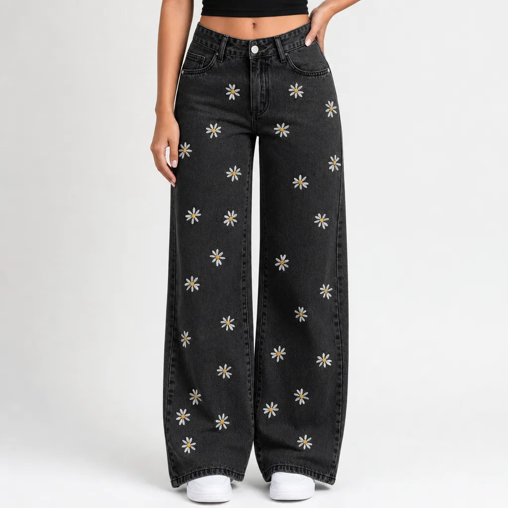 Womens Mom Baggy Wide Leg Jeans