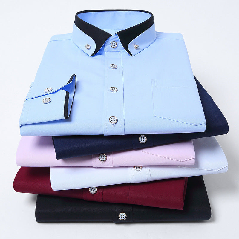 Men’s Stretch Long Sleeve Shirt Casual Non-Iron Slim Fit Dress Shirt-HighTouch