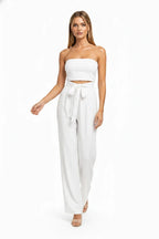 Cleo Couture Strapless Tie Jumpsuit