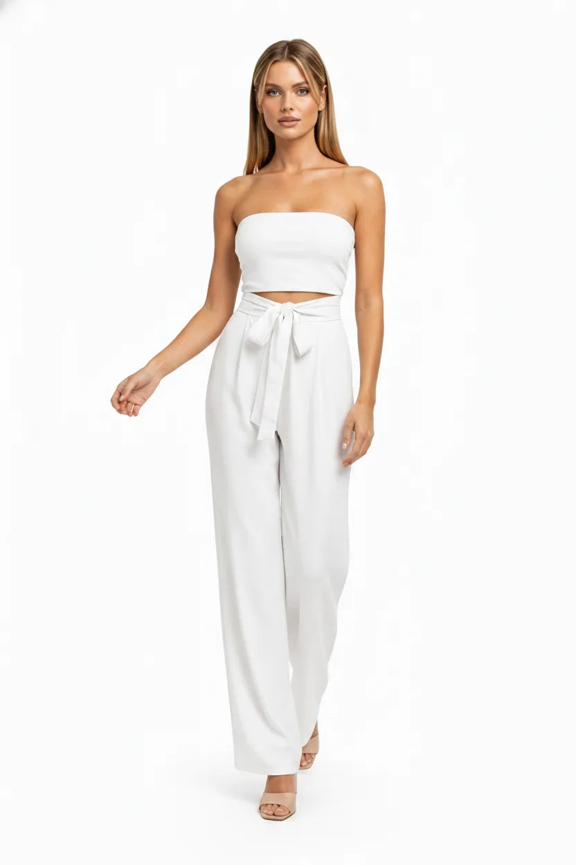 Cleo Couture Strapless Tie Jumpsuit