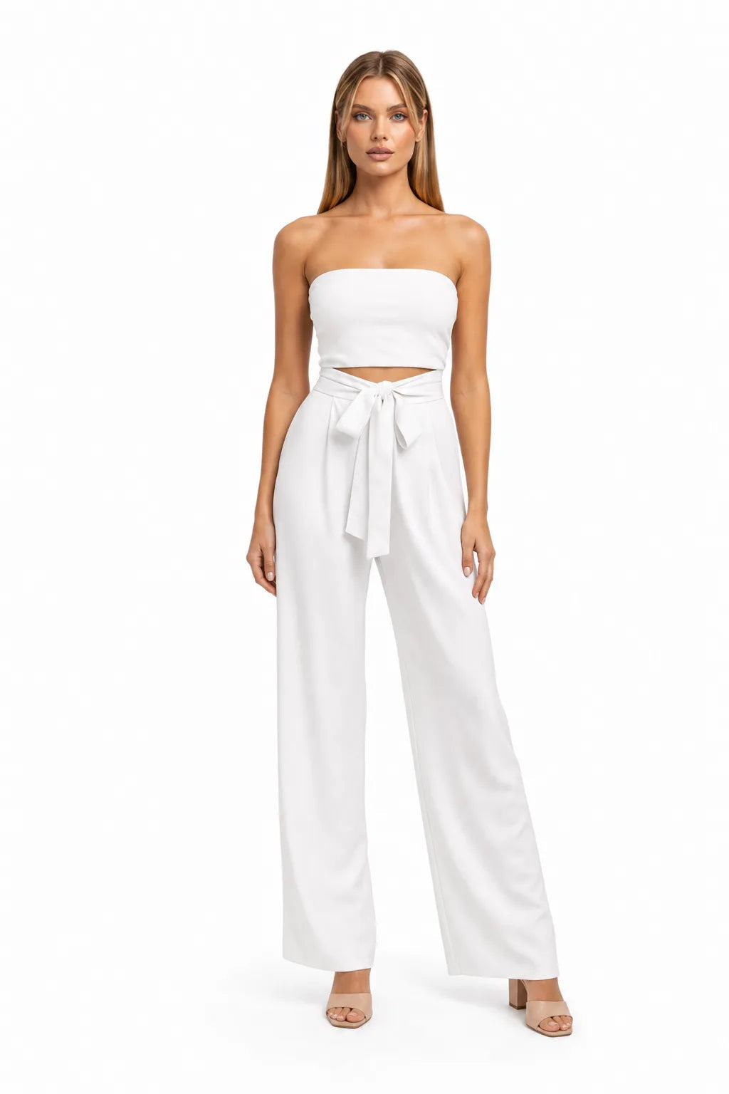 Cleo Couture Strapless Tie Jumpsuit