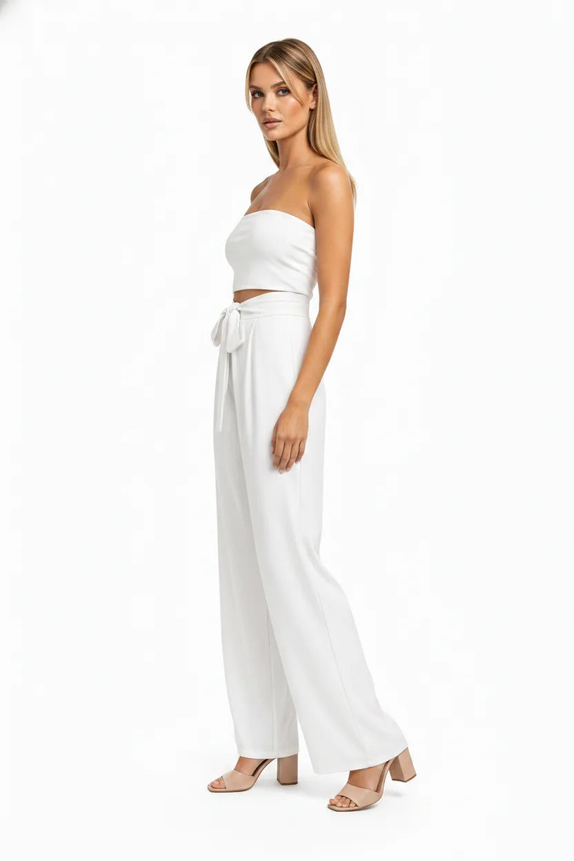 Cleo Couture Strapless Tie Jumpsuit